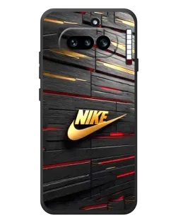 Чехол для Nothing Phone (4a) с картинкой «Золотой Nike на металле»