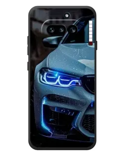 Чехол для Nothing Phone (4a) с картинкой «Взгляд BMW с синими фарами» Чехол для Nothing Phone (4a) с картинкой «Взгляд BMW с синими фарами»