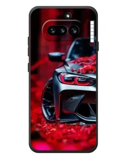 Чехол для Nothing Phone (4a) с картинкой «Спортивная BMW и цветы»