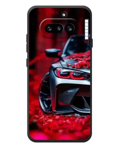 Чехол для Nothing Phone (4a) с картинкой «Спортивная BMW и цветы»