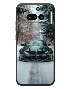 Чехол для Nothing Phone (4a) с картинкой «BMW в зимнем лесу»