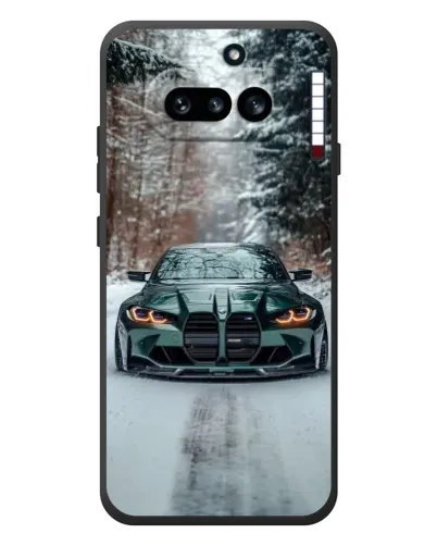 Чехол для Nothing Phone (4a) с картинкой «BMW в зимнем лесу»