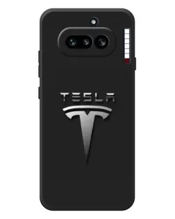 Чехол для Nothing Phone (4a) с картинкой «Стальной логотип Tesla»