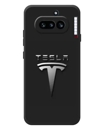 Чехол для Nothing Phone (4a) с картинкой «Стальной логотип Tesla»