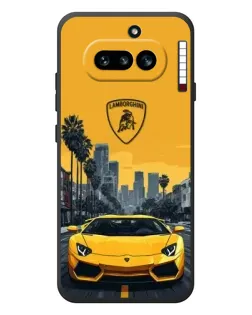 Чехол для Nothing Phone (4a) с картинкой «Желтый Lamborghini город»