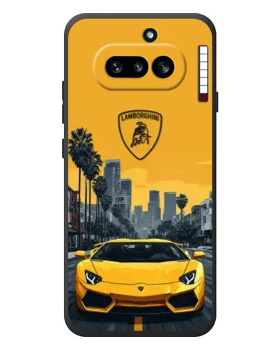Чехол для Nothing Phone (4a) с картинкой «Желтый Lamborghini город»