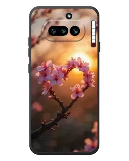 Чохол для Nothing Phone (4a) з картинкою «Рожевий цвіт  сердечко на тлі заходу»