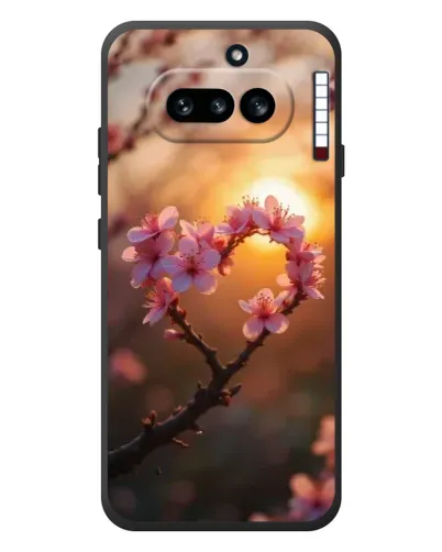 Чехол для Nothing Phone (4a) с картинкой «Розовый цвет сердце на фоне заката»