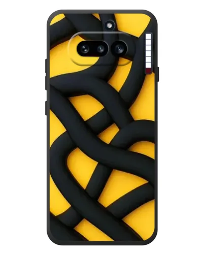 Чехол для Nothing Phone (4a) с картинкой «Черное желтое переплетение»