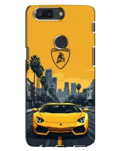 Чохол для OnePlus 5T з картинкою «Жовтий Lamborghini місто»