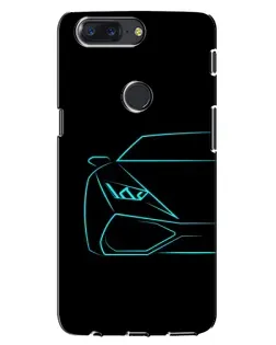Чохол для OnePlus 5T з картинкою «Блакитний силует Lamborghini»
