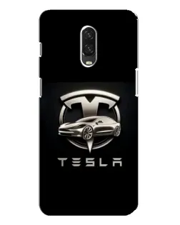 Чехол для OnePlus 6T с картинкой «Tesla — серебристое авто»