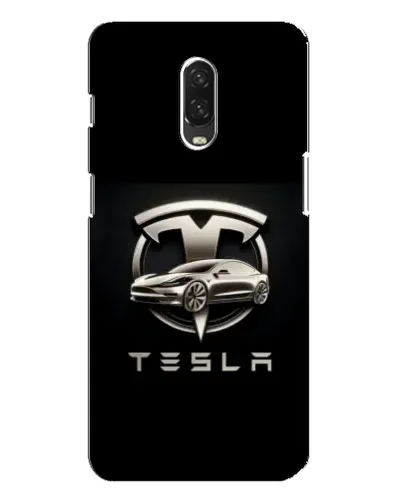 Чехол для OnePlus 6T с картинкой «Tesla — серебристое авто»