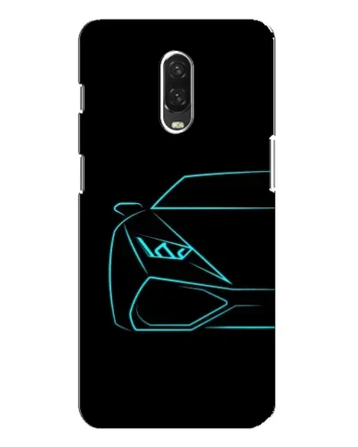Чехол для OnePlus 6T с картинкой «Голубой силуэт Lamborghini»