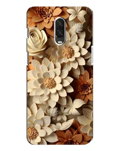 Чохол для OnePlus 6T з картинкою «Бежевий флористичний декор»