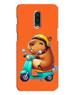 Чехол для OnePlus 6T с картинкой «Капибара на скутере»