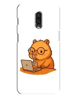 Чехол для OnePlus 6T с картинкой «Капибара с ноутбуком»