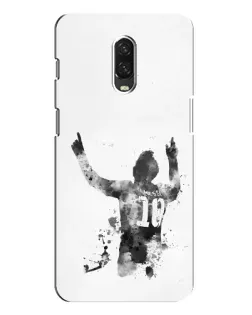 Чехол для OnePlus 6T с картинкой «Черно-белый силуэт Месси»