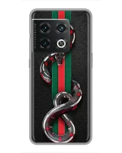 Чехол для OnePlus 10 Pro с картинкой «Gucci — змея на полосе»