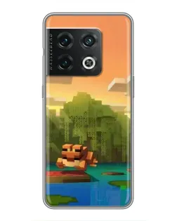 Чехол для OnePlus 10 Pro с картинкой «Майнкрафт закат солнца»