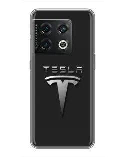 Чохол для OnePlus 10 Pro з картинкою «Сталевий логотип Tesla»