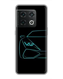 Чехол для OnePlus 10 Pro с картинкой «Голубой силуэт Lamborghini»