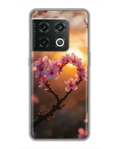 Чехол для OnePlus 10 Pro с картинкой «Розовый цвет сердце на фоне заката»