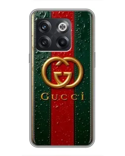 Чехол для OnePlus 10T с картинкой «Gucci — фирменная полоса и золото»