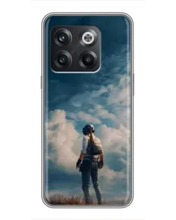 Чохол для OnePlus 10T з картинкою «Герой PUBG на скелі»