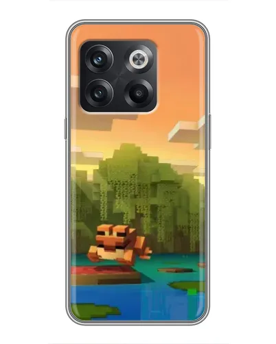 Чехол для OnePlus 10T с картинкой «Майнкрафт закат солнца»