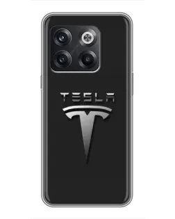 Чохол для OnePlus 10T з картинкою «Сталевий логотип Tesla»