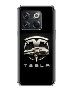 Чохол для OnePlus 10T з картинкою «Tesla — срібне авто»