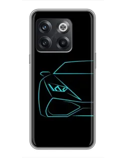 Чохол для OnePlus 10T з картинкою «Блакитний силует Lamborghini»