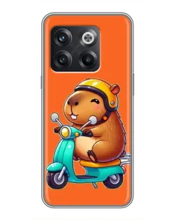 Чехол для OnePlus 10T с картинкой «Капибара на скутере»