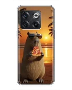 Чехол для OnePlus 10T с картинкой «Капибара с пиццей»