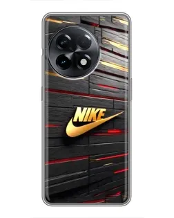 Чехол для OnePlus 11 Pro с картинкой «Золотой Nike на металле»