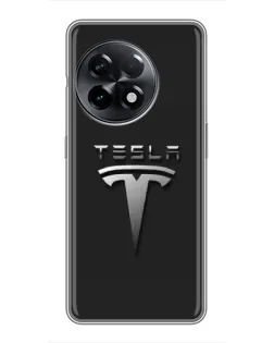 Чехол для OnePlus 11 Pro с картинкой «Стальной логотип Tesla» Чехол для OnePlus 11 Pro с картинкой «Стальной логотип Tesla»