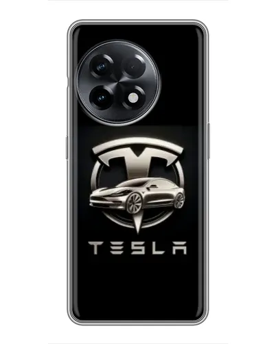 Чохол для OnePlus 11 Pro з картинкою «Tesla — срібне авто»