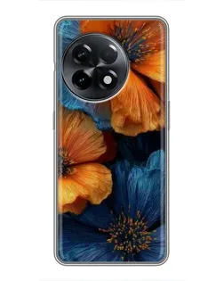 Чехол для OnePlus 11 Pro с картинкой «Яркая сине-оранжевая флора»