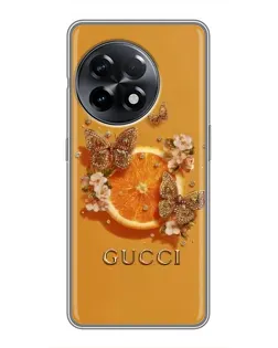 Чехол для OnePlus 11 с картинкой «Gucci — золотые бабочки»