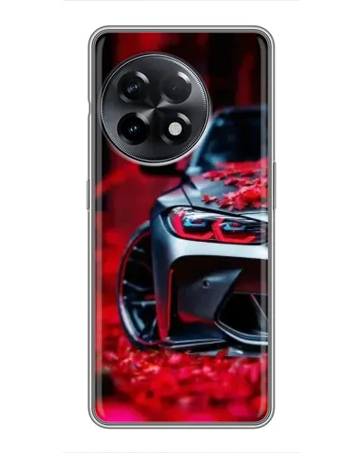 Чехол для OnePlus 11 с картинкой «Спортивная BMW и цветы»