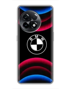Чехол для OnePlus 11 с картинкой «Логотип BMW и неоновые дуги»