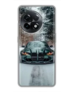 Чехол для OnePlus 11 с картинкой «BMW в зимнем лесу»