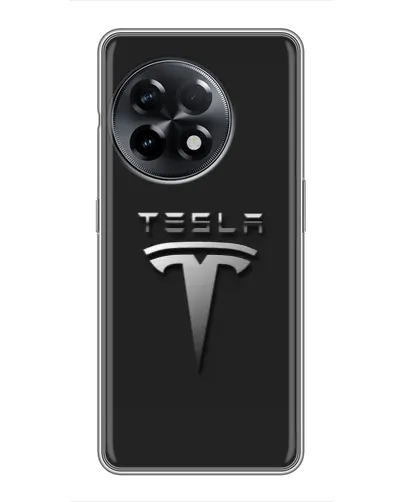 Чехол для OnePlus 11 с картинкой «Стальной логотип Tesla»