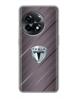 Чехол для OnePlus 11 с картинкой «Металлическая текстура Tesla»