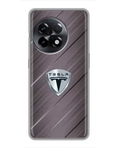 Чехол для OnePlus 11 с картинкой «Металлическая текстура Tesla»