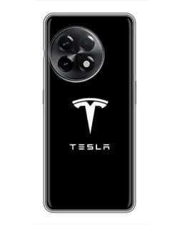 Чехол для OnePlus 11 с картинкой «Tesla White Logo»