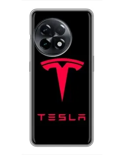 Чехол для OnePlus 11 с картинкой «Tesla Red Logo»