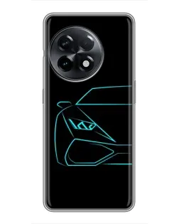 Чехол для OnePlus 11 с картинкой «Голубой силуэт Lamborghini»