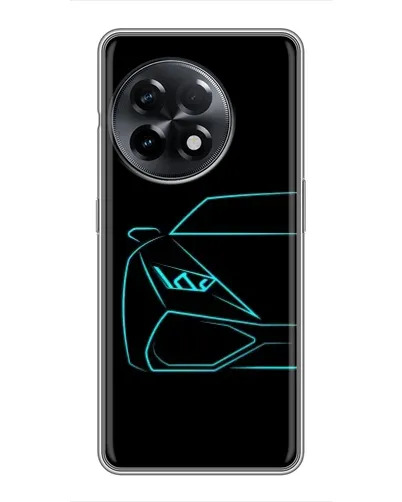 Чехол для OnePlus 11 с картинкой «Голубой силуэт Lamborghini»